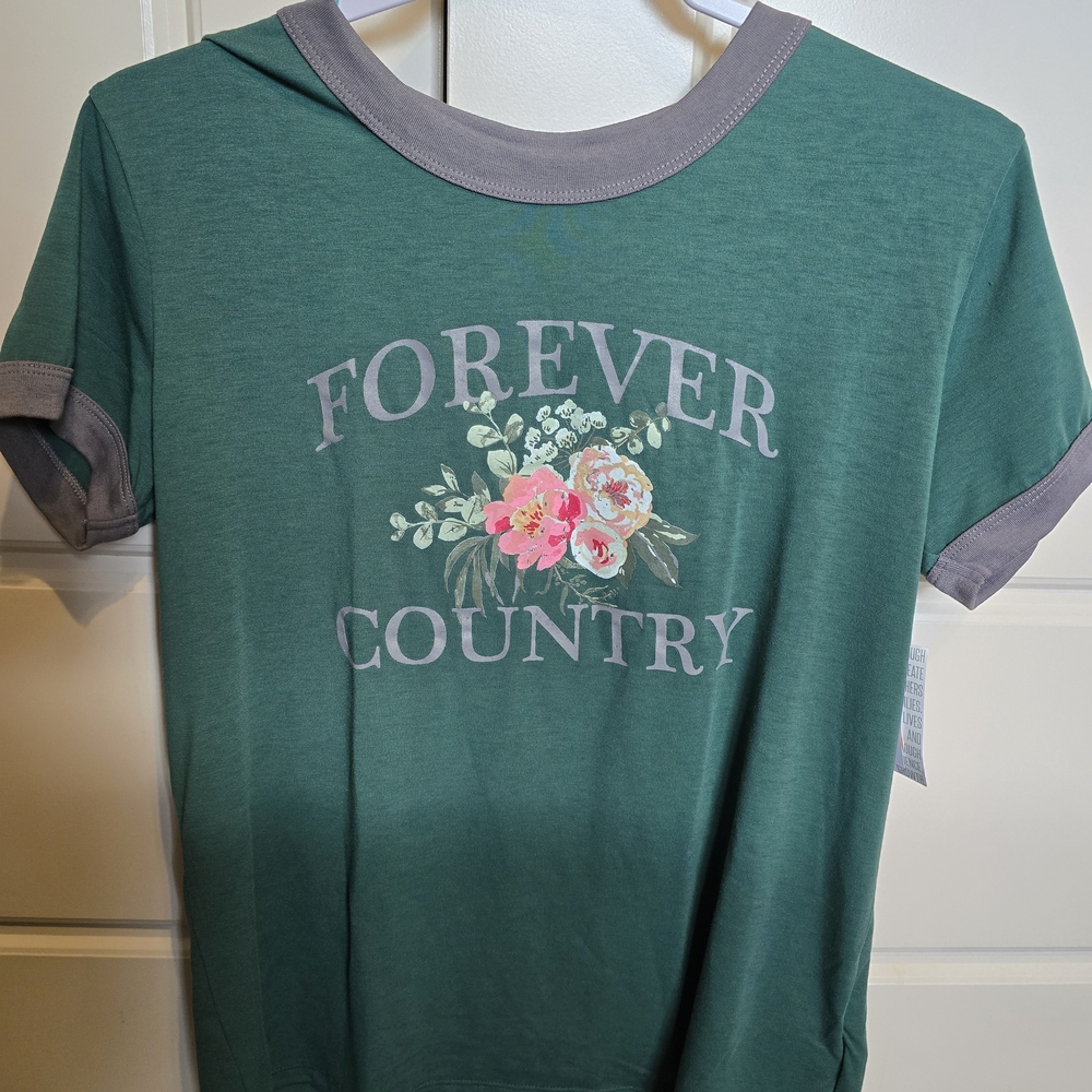 LuLaRoe Green Graphic Tee with Floral Design